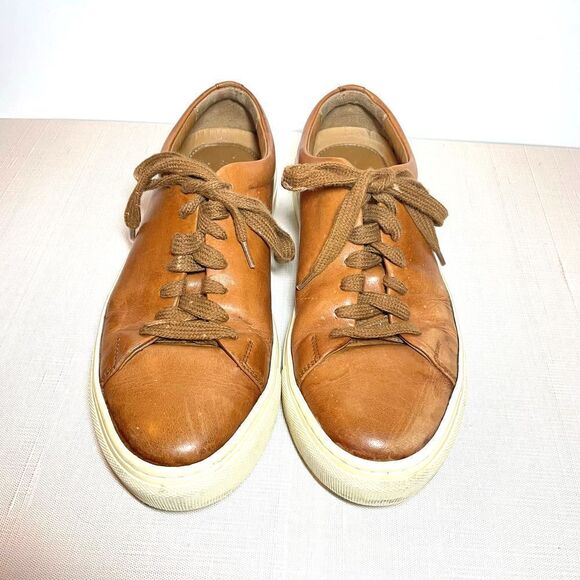 Wolf Shepherd Mens Leather Glider Chestnut Brown Tan Lace Up Sneakers Size 6 - Picture 4 of 8